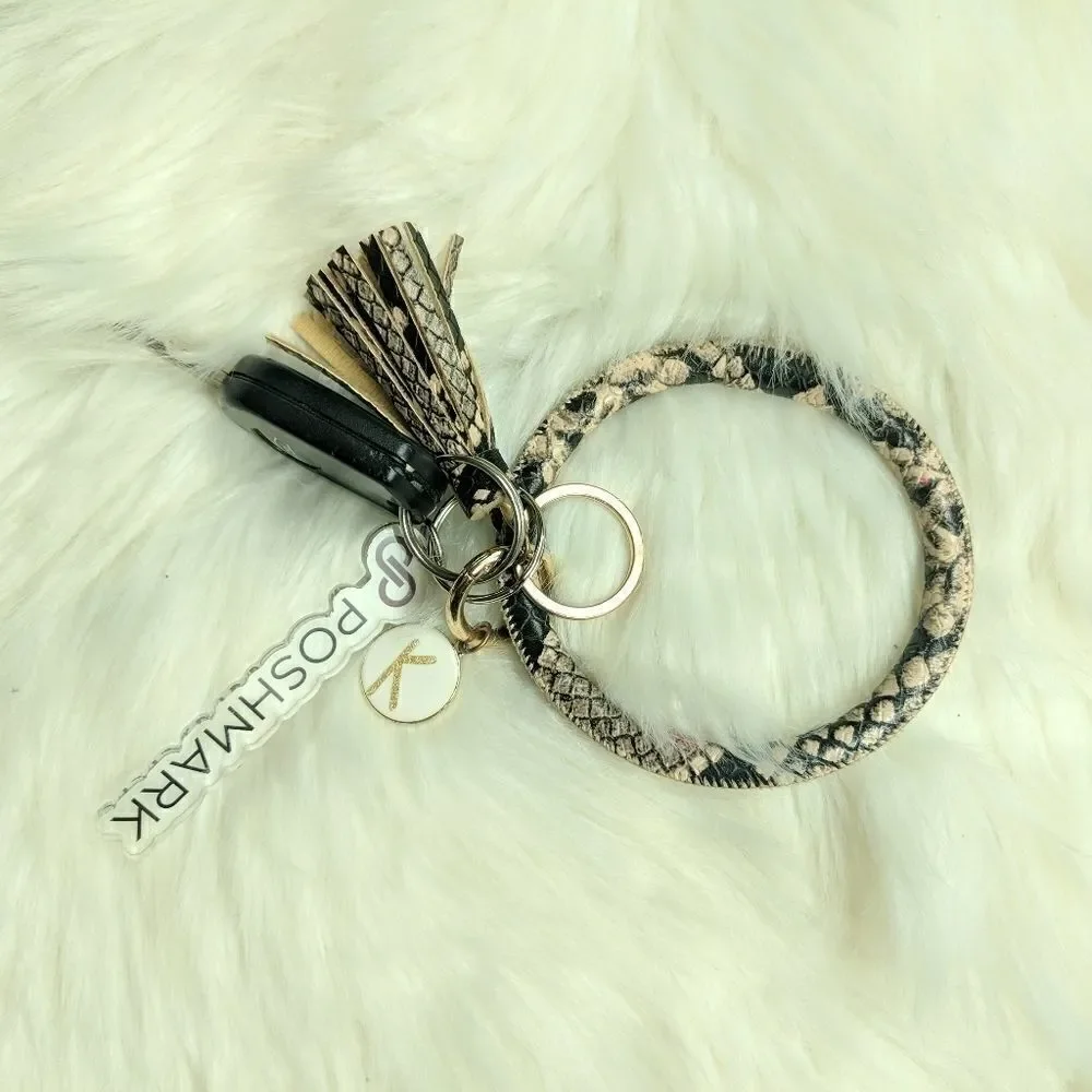 Wristlet bangle keychain bracelet tassel keyring
